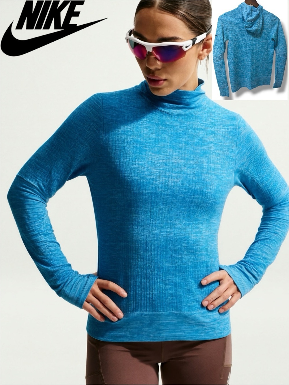Nike Pro | NWOT Turkey Women’s Blue Lightweight Hooded Performance Sweater (S)
